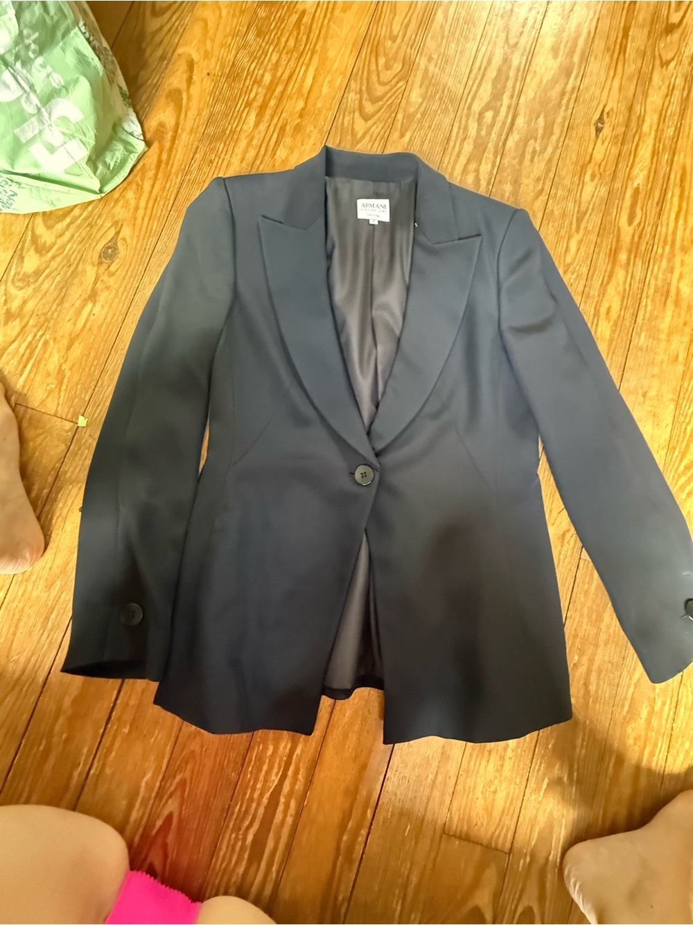 Armani Collezioni Navy Single-Button Blazer Jacket Size 4 Italy